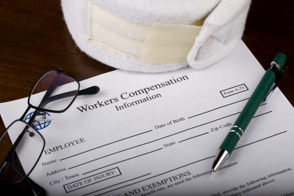 Workers comp claim form and neck brace